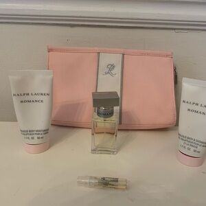 Ralph Lauren Pink Cosmetic bag Set with Eau de parfum spray, lotion & shower gel